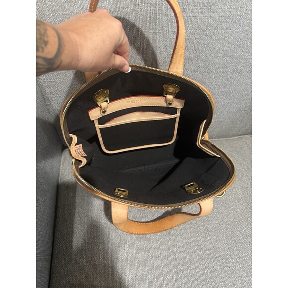 Dooney & Bourke Canvas/Leather Cabriolet Dome Satchel Bag  Taupe/Tan - Picture 12 of 16